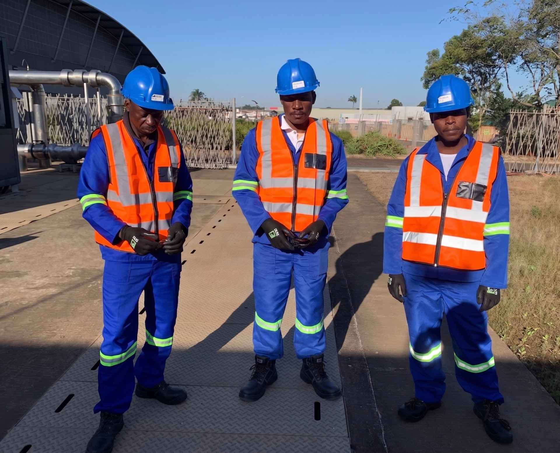 African Gray Infrastructure team on site in full PPE